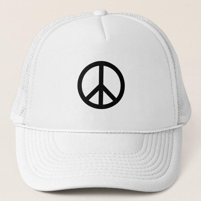 Peace symbol Anti War black white Trucker Hat (Front)