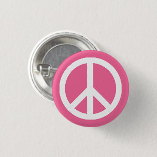 Peace symbol Anti War pink and white simple 1 Inch Round Button