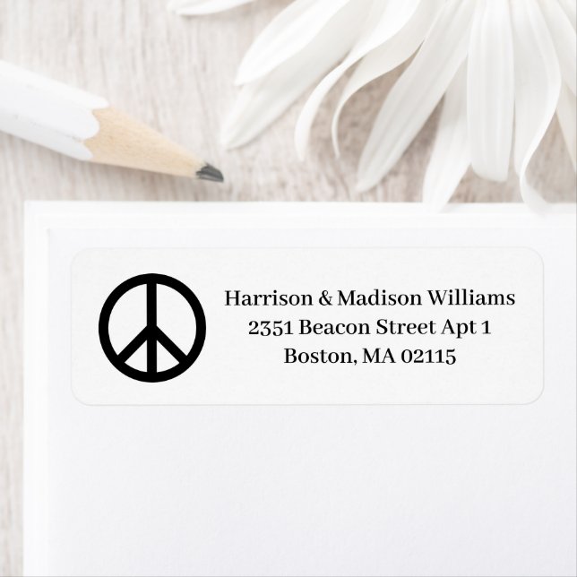 Peace symbol black & white custom Return Address (Insitu)
