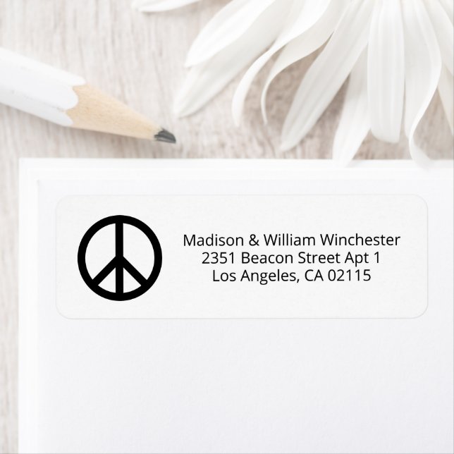 Peace symbol black white minimalist custom address (Insitu)