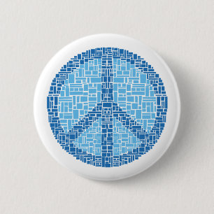 Peace Symbol (Blue) 2 Inch Round Button