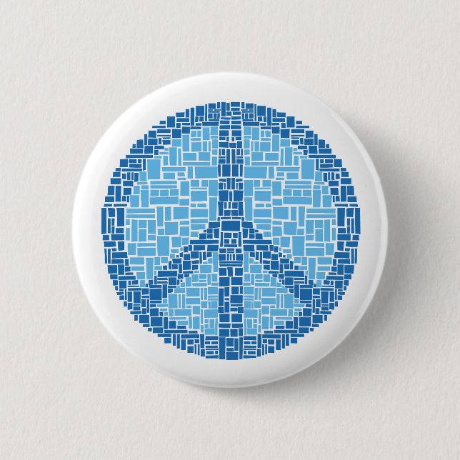 Peace Symbol (Blue) 2 Inch Round Button (Front)