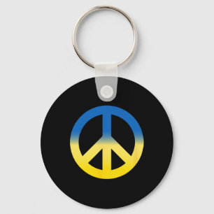 Peace Symbol - Colors Of Ukraine Flag With Peace S Keychain