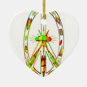 Peace Symbol Coloured Glass Ceramic Ornament