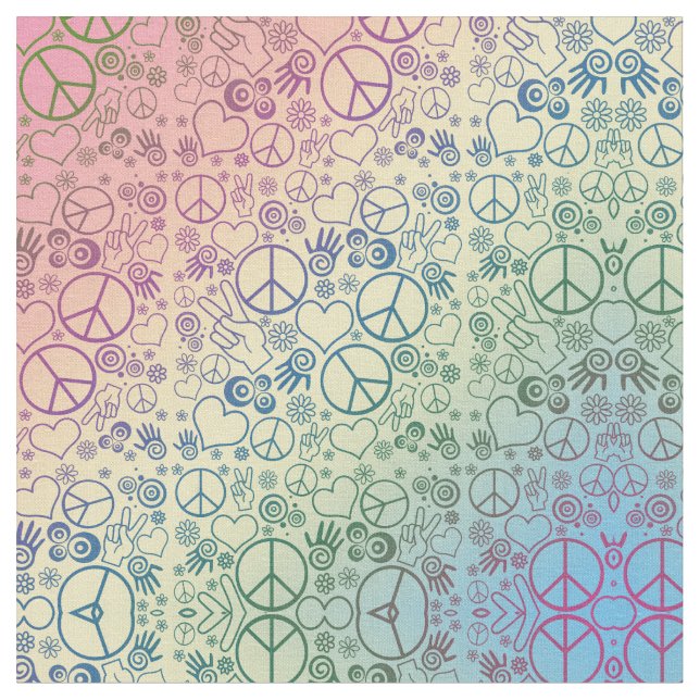 Peace Symbol Design Pattern Rainbow Fabric (Close Up)