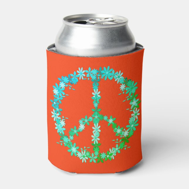 Peace symbol flower power can cooler (Can Front)