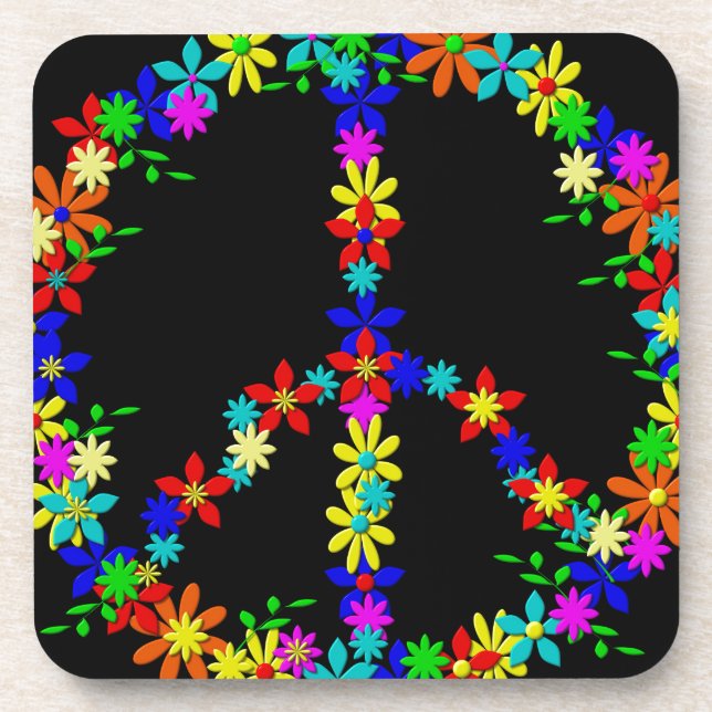 Peace Symbol Flower Power Coaster (Front)
