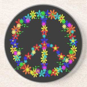 Peace Symbol Flower Power Coaster