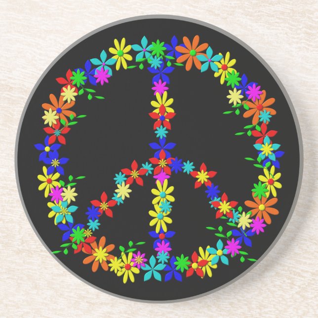 Peace Symbol Flower Power Coaster (Front)