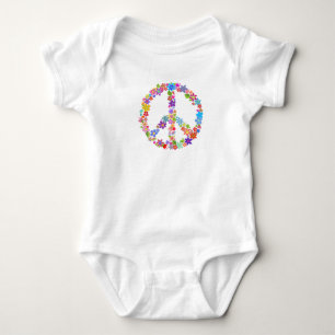 Peace Symbol Flower Power Colourful Design Baby Bodysuit