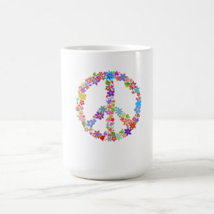 Peace Symbol Flower Power Colourful Design Magic Mug