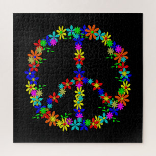 Peace Symbol Flower Power Jigsaw Puzzle