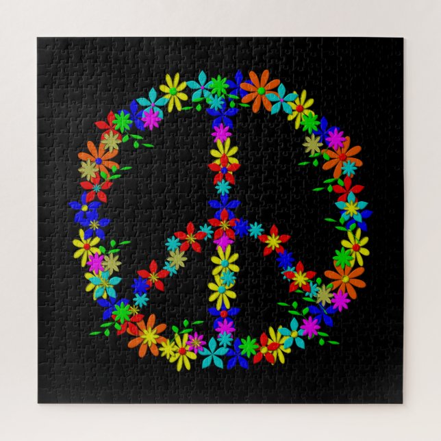 Peace Symbol Flower Power Jigsaw Puzzle (Vertical)