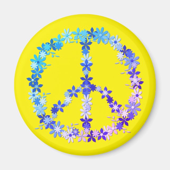 Peace symbol flower power magnet (Front)