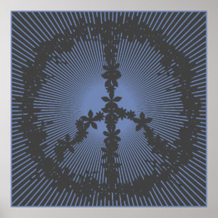 Peace symbol flower power poster