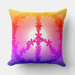 Peace symbol flower power throw pillow