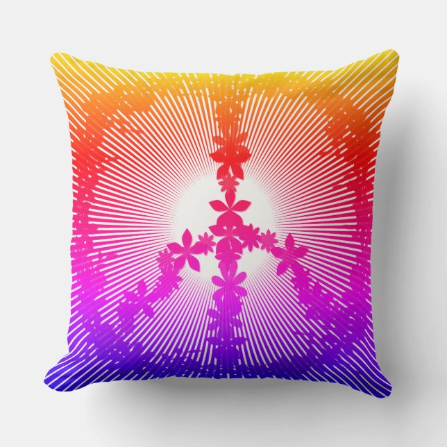 Peace symbol flower power throw pillow (Front)