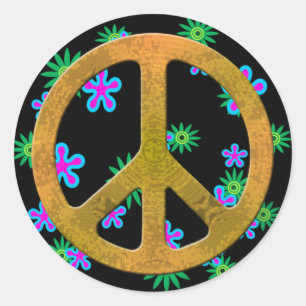 Peace Symbol Flower Retro 60s Stickers