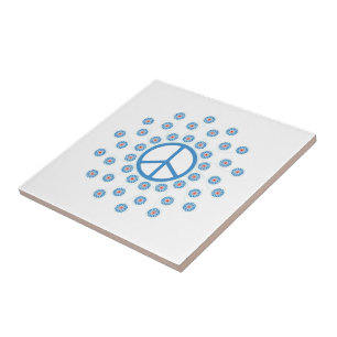 Peace Symbol Flowers Tile