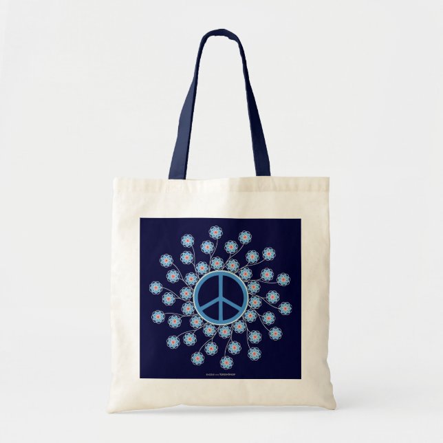 Peace Symbol Flowers Tote Bag (Front)