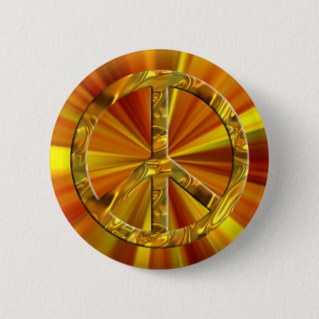 PEACE symbol - GOLD 2 Inch Round Button (Front)