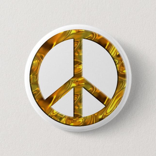 PEACE symbol - GOLD 2 Inch Round Button (Front)