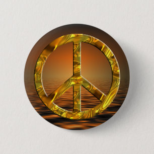 PEACE symbol - GOLD 2 Inch Round Button