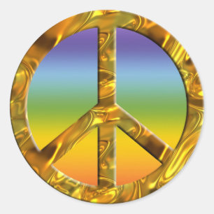 PEACE symbol - GOLD chakren colour Classic Round Sticker