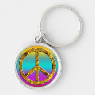 PEACE symbol - GOLD Keychain