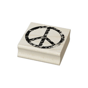 Peace Symbol golden waves + your ideas Rubber Stamp