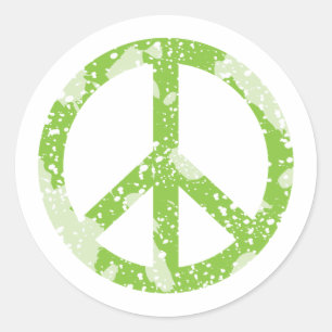 Peace Symbol (Green) Classic Round Sticker