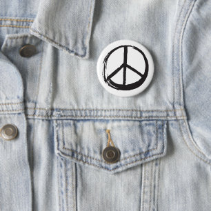 Peace Symbol Hippie Love 1960s Sign Brushed 2 Inch Round Button