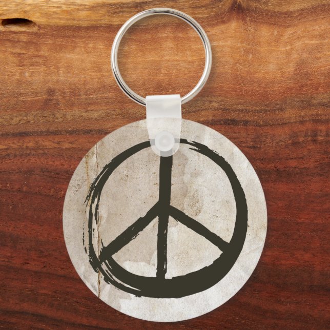 Peace Symbol Hippie Love 1960s Sign Mud Soiled Keychain (Front)