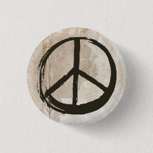 Peace Symbol Hippie Love No War Sign Mud Soiled 1 Inch Round Button