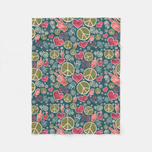Peace Symbol Hipster Pacifism Sign Design Fleece Blanket