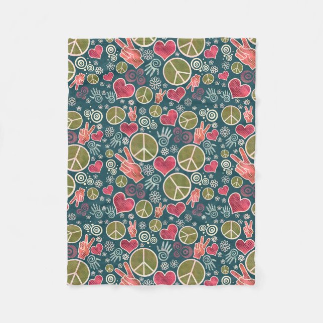 Peace Symbol Hipster Pacifism Sign Design Fleece Blanket (Front)