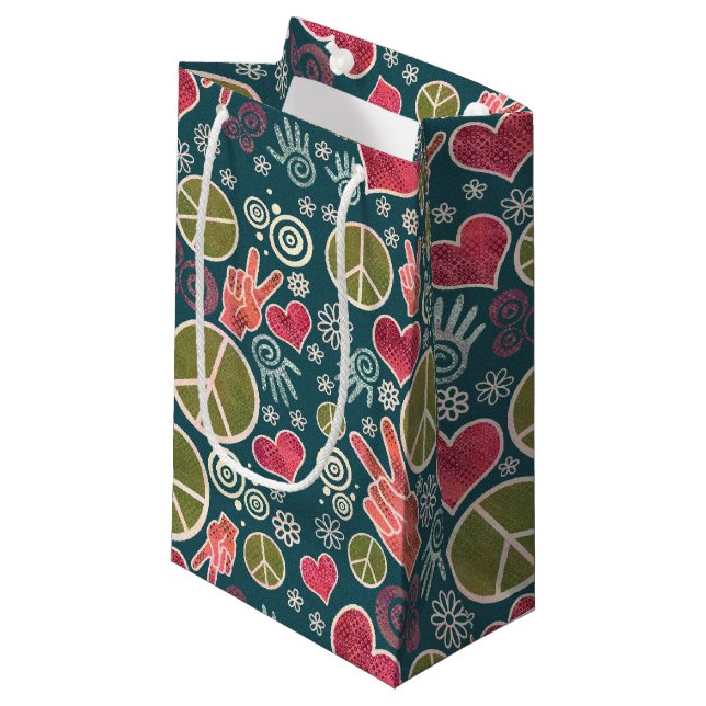 Peace Symbol Hipster Pacifism Sign Design Small Gift Bag (Front Angled)