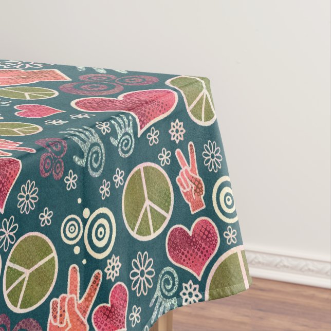 Peace Symbol Hipster Pacifism Sign Design Tablecloth (In Situ)