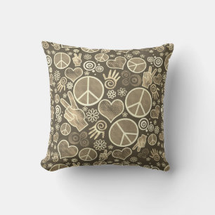 Peace Symbol Hipster Pacifism Sign Design Throw Pillow