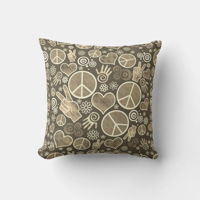 Peace Symbol Hipster Pacifism Sign Design Throw Pillow (Front)