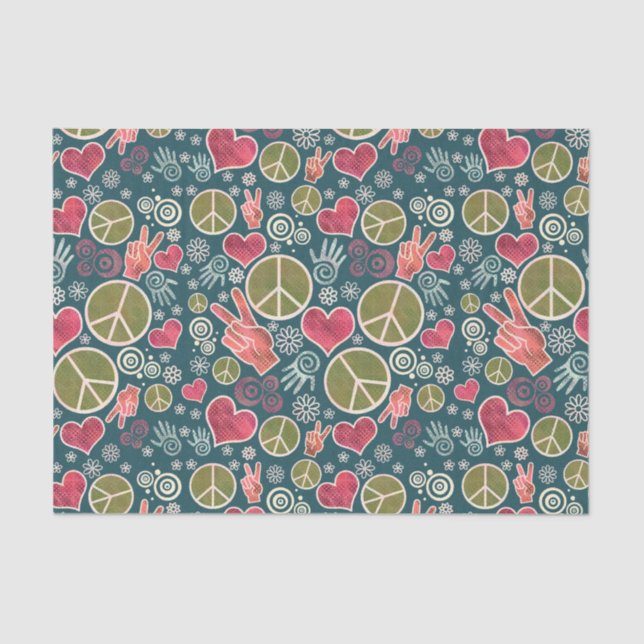 Peace Symbol Hipster Pacifism Sign Design Tissue Paper (Front)