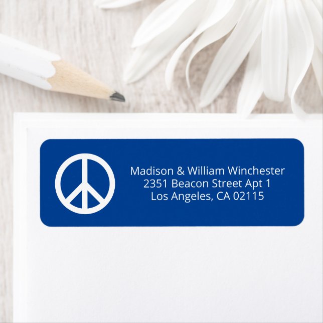Peace symbol minimalist blue custom address (Insitu)