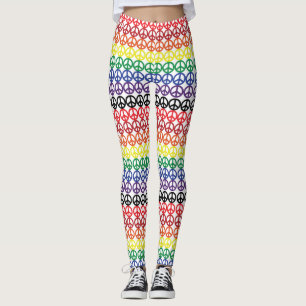 Peace Symbol Multi Rainbow Stripes Leggings