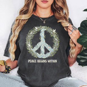 Peace Symbol Olive Branches Doves Inner Peace T-Shirt