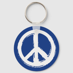 Peace Symbol on Blue Keychain