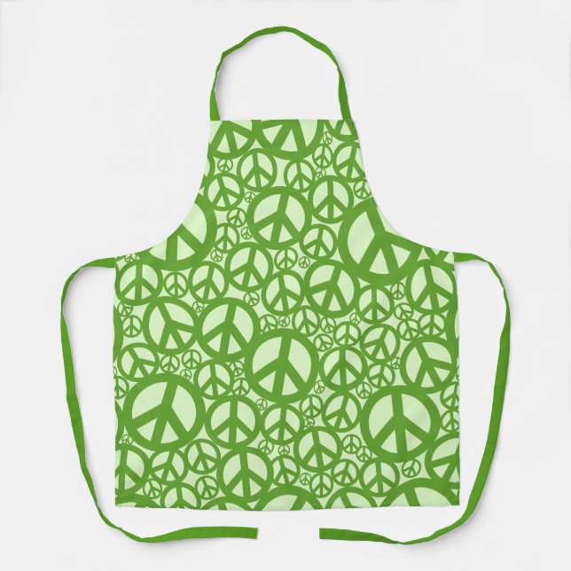 Peace Symbol Pattern Green Apron (Front)