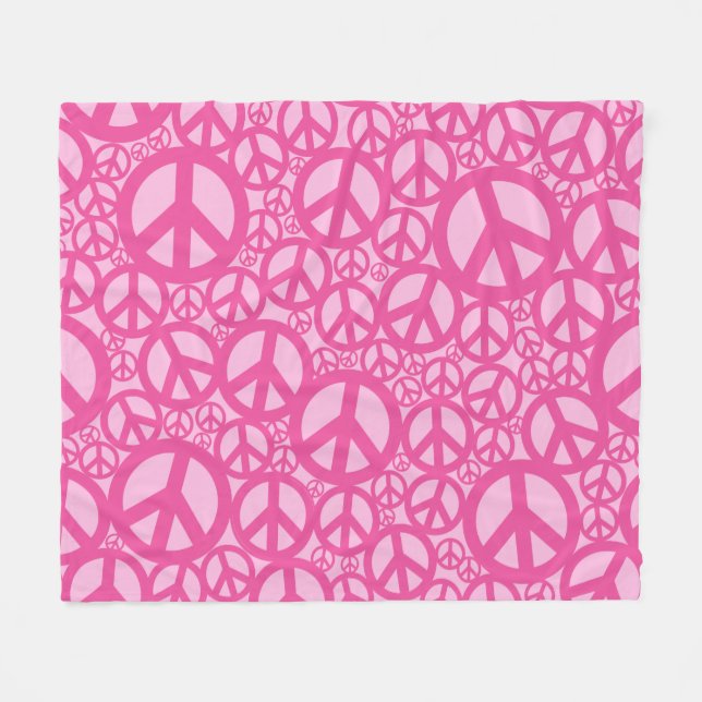 Peace Symbol Pattern Pink Fleece Blanket (Front (Horizontal))