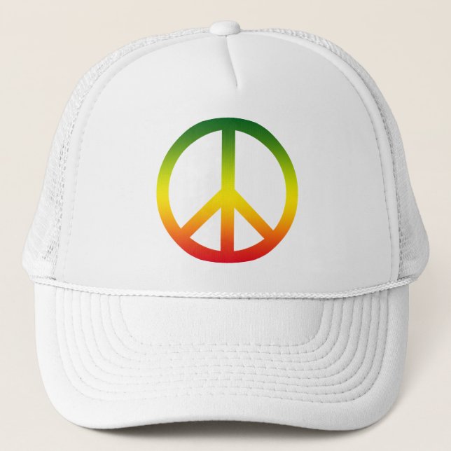 Peace Symbol Rasta Trucker Hat (Front)