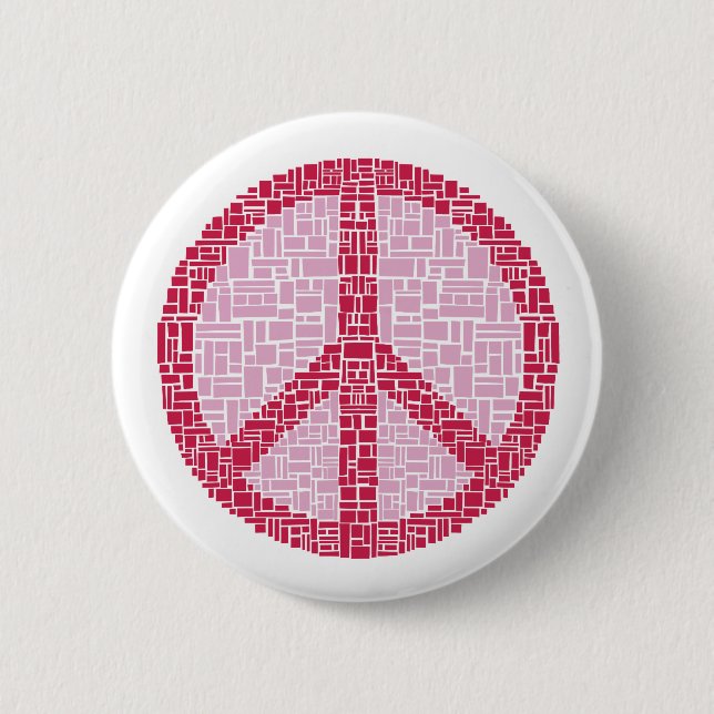 Peace Symbol (Red) 2 Inch Round Button (Front)