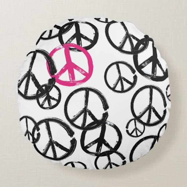 Peace symbol round pillow (Front)